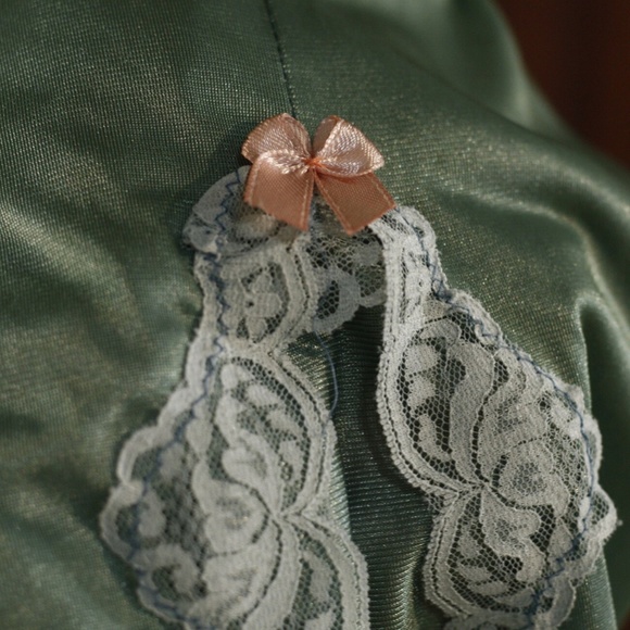 Dusty Green Silky Lace Trim Skirt - Picture 7 of 10